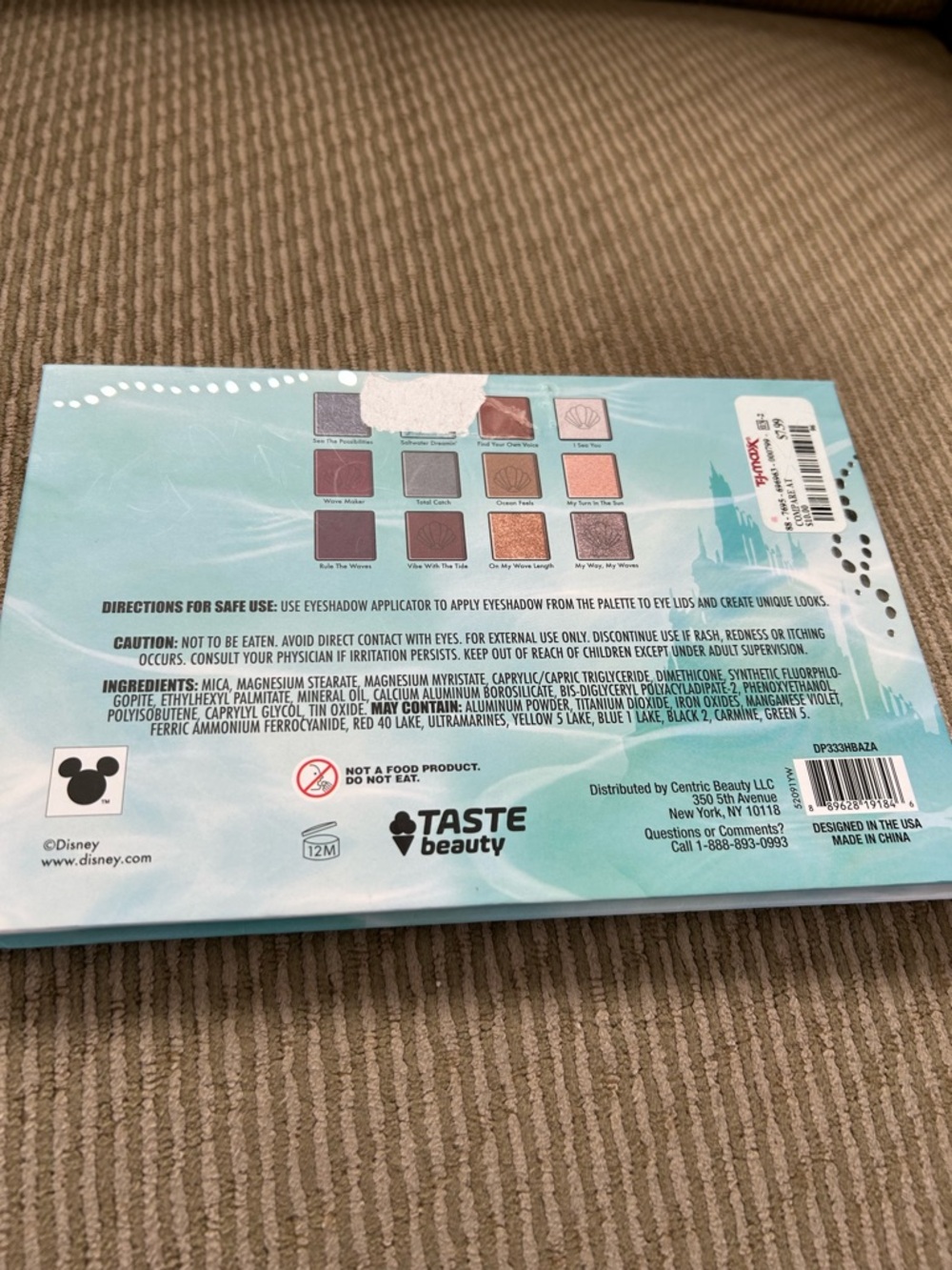 Disney Mermaid NWT Themed Eyeshadow Palette Box - Aqua with Red Accent - Picture 3 of 3